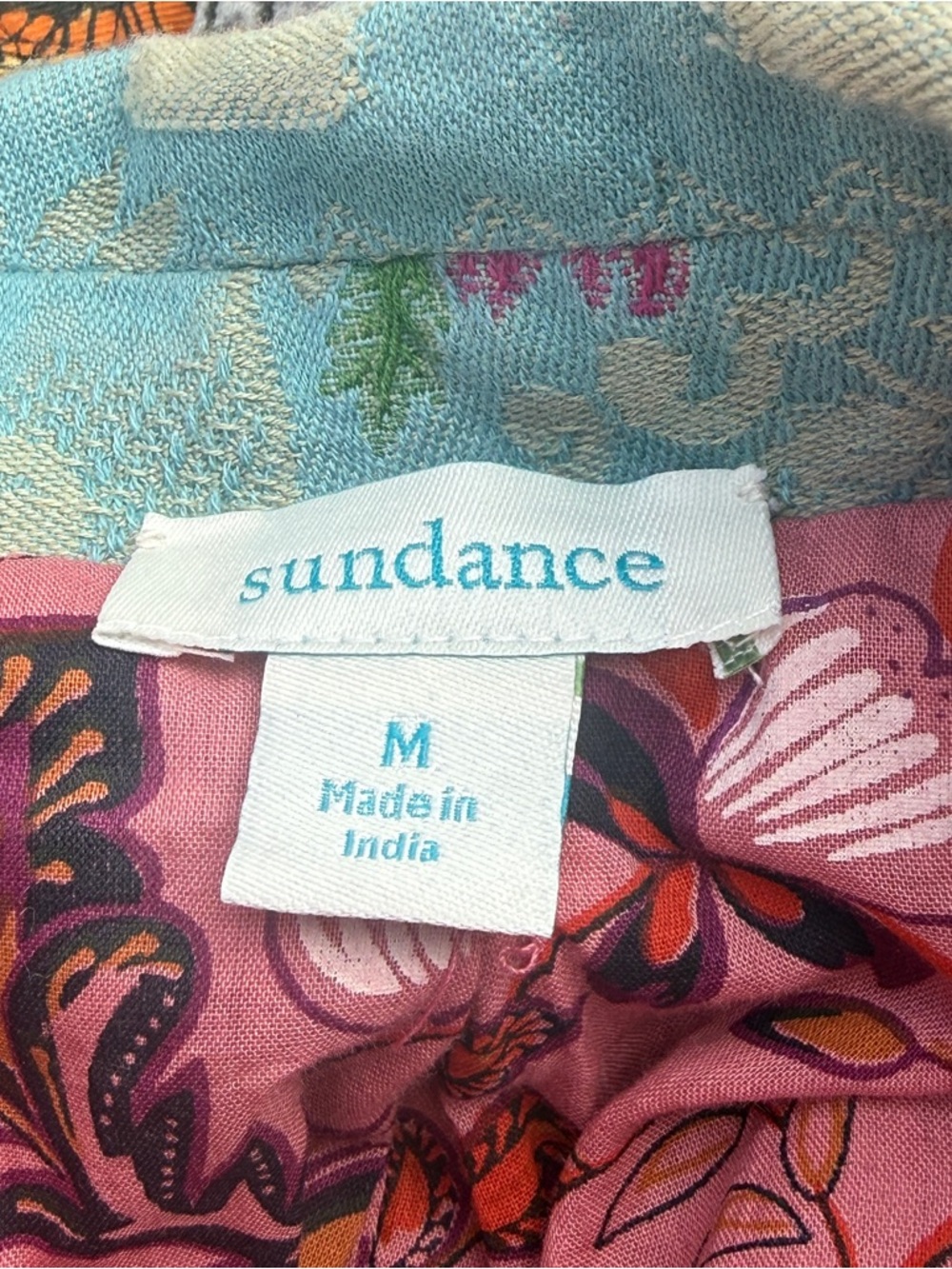 Sundance Blue Jacquard Pattern Print Button Front Blazer Jacket Boho - Picture 5 of 5